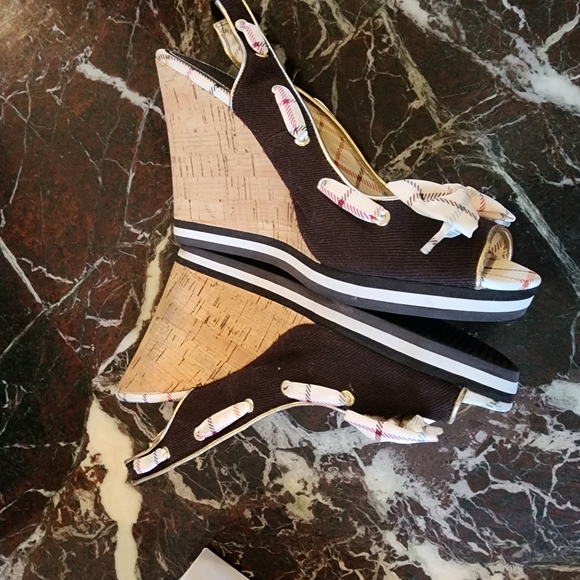 Coach Cream and Brown Sandals with Ankle Strap - Picture 2 of 7